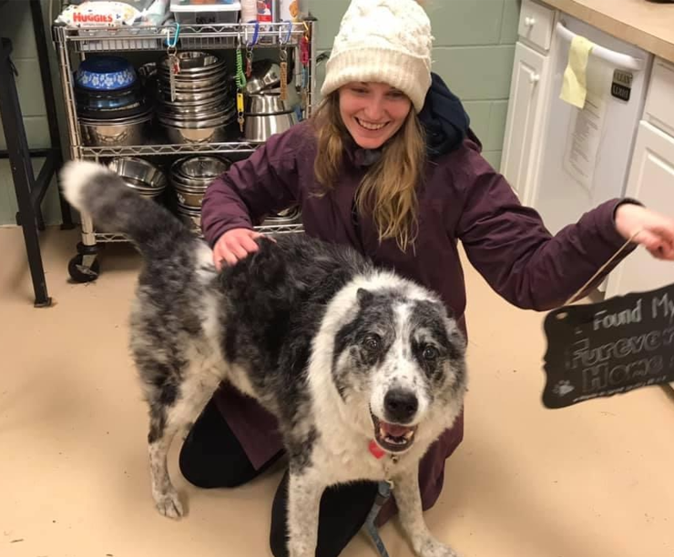 Ali with her adopted PAWS dog Comet