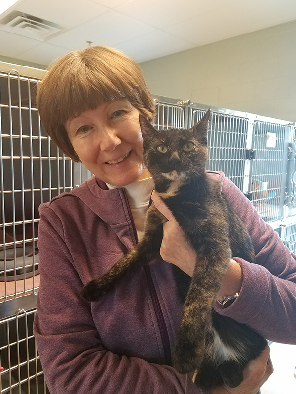 Cathy Barefoot with cat