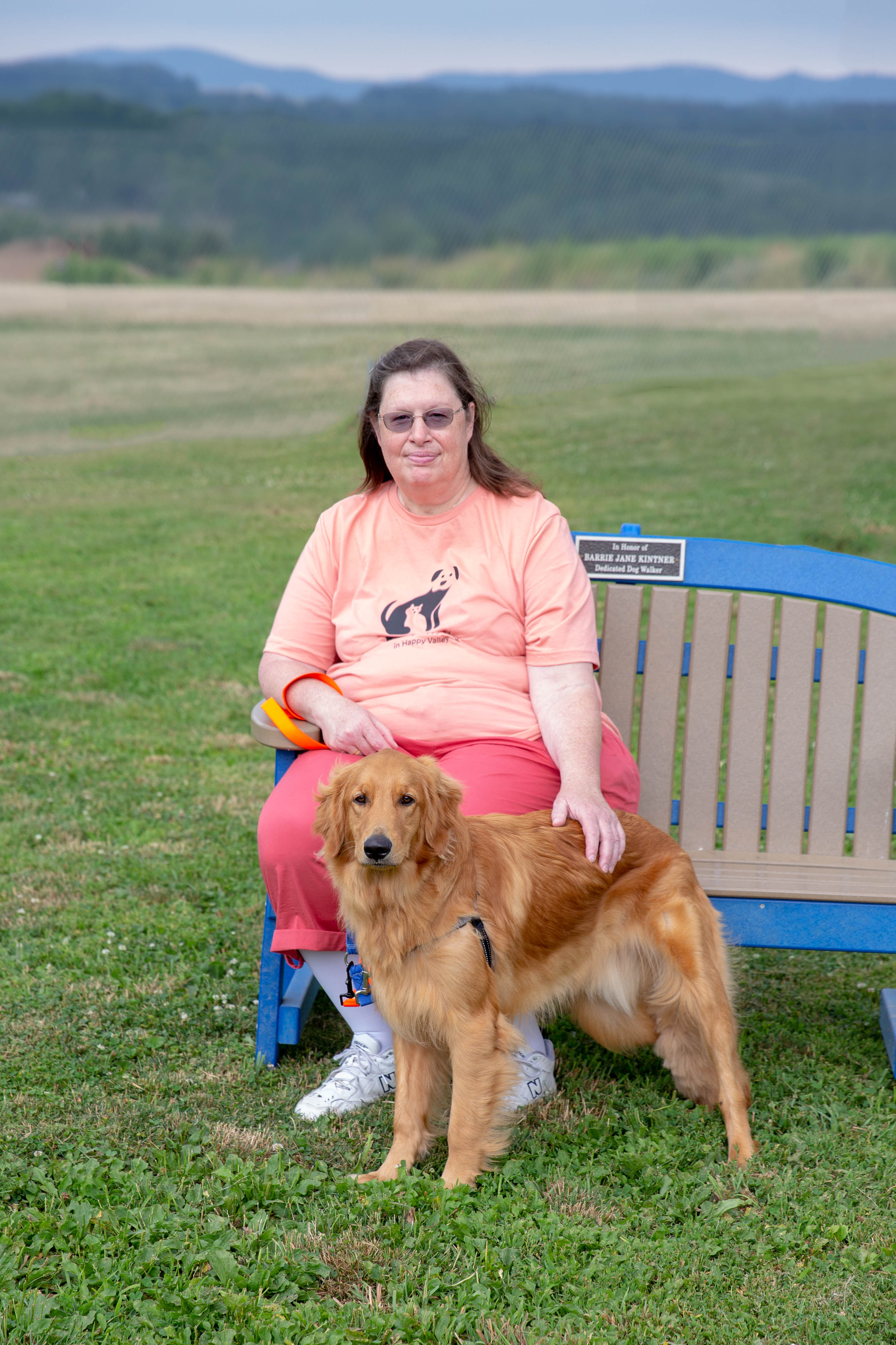 Diane with Golden Retriever outside