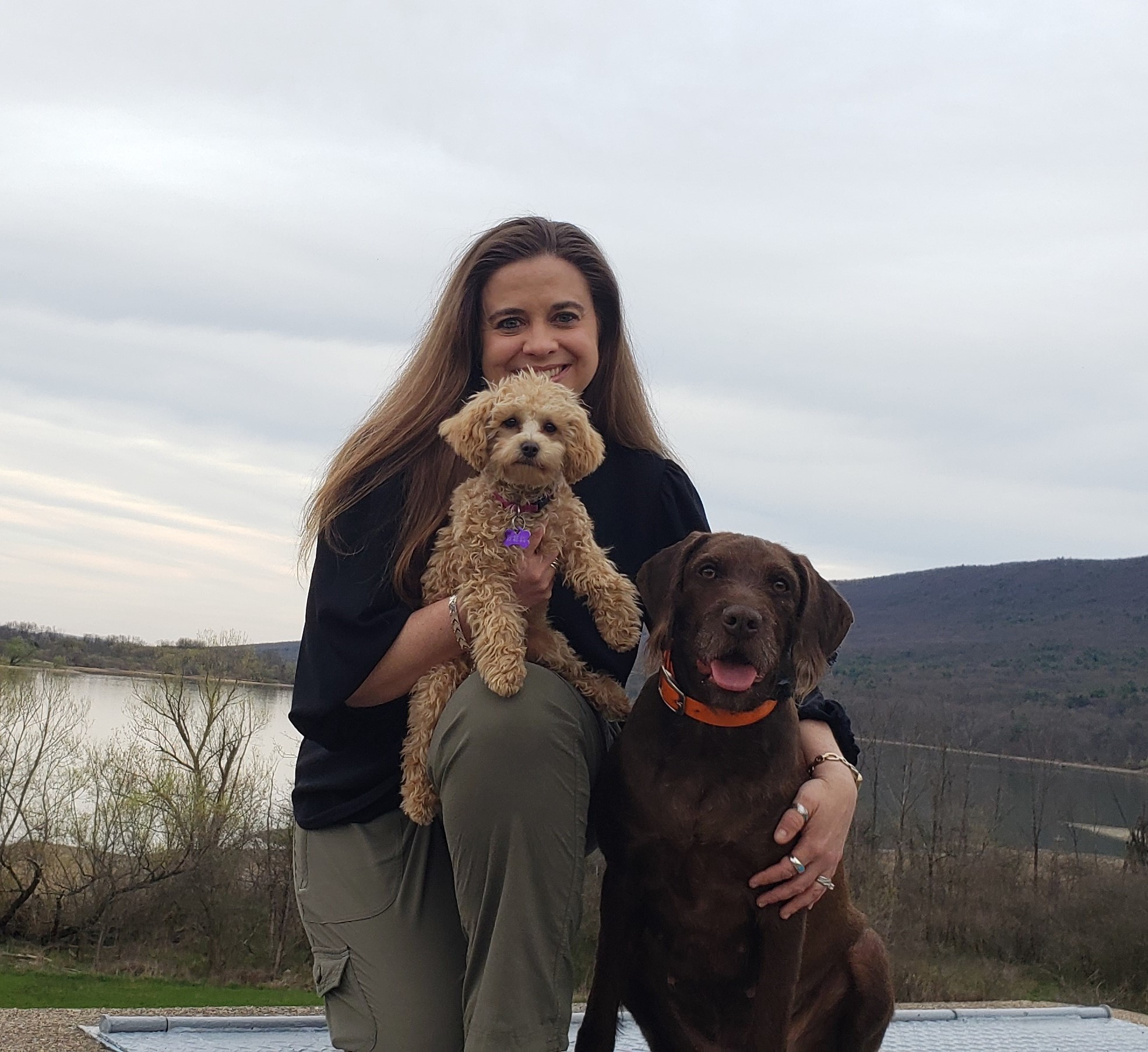 Karen Mayes with 2 dogs