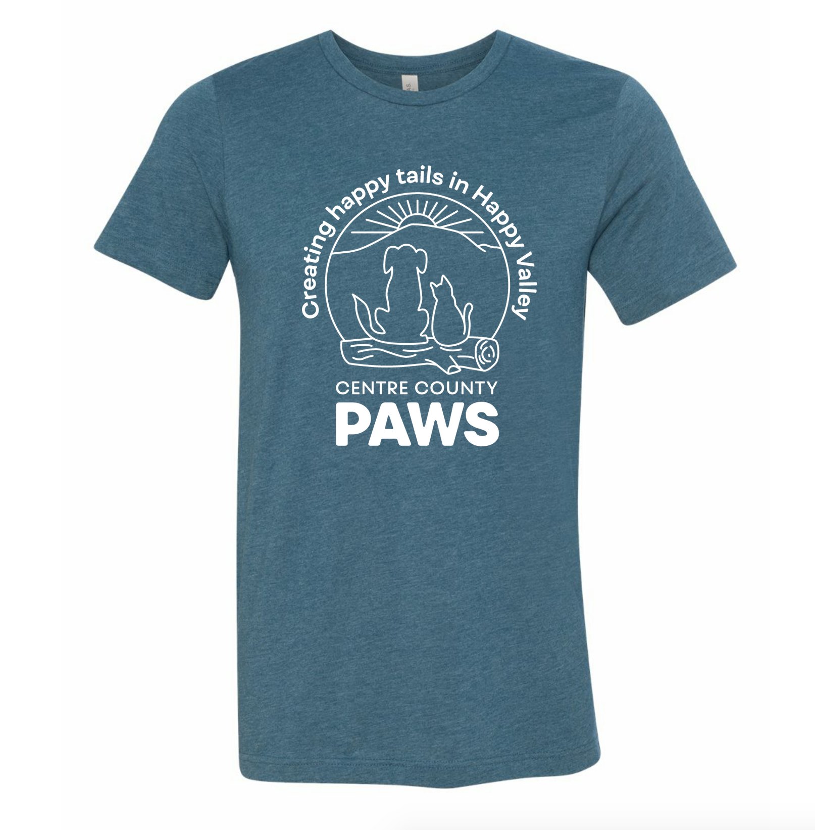 PAWS tshirt with campfire, dog, cat